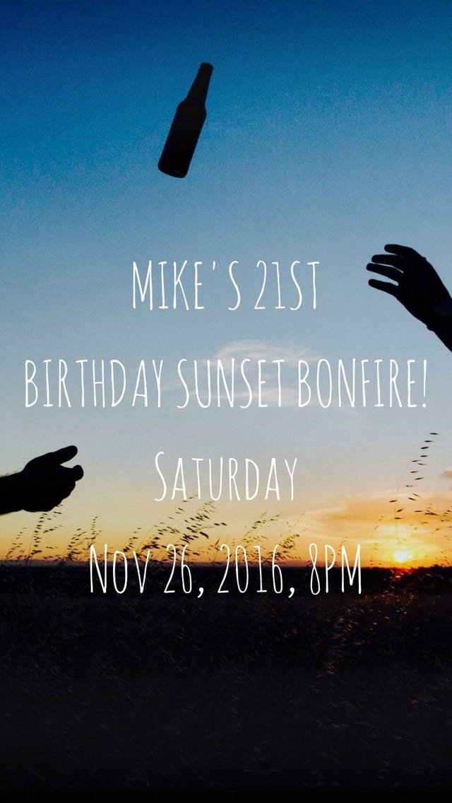 Text Message Invite Designs for 21st Bday Bash