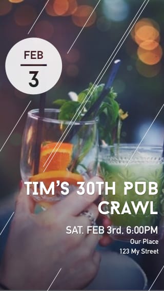 Text Message Invite Designs for 30th Birthday Bar Crawl