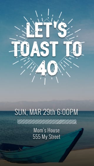 Text Message Invite Designs for Beach 40th Birthday Party