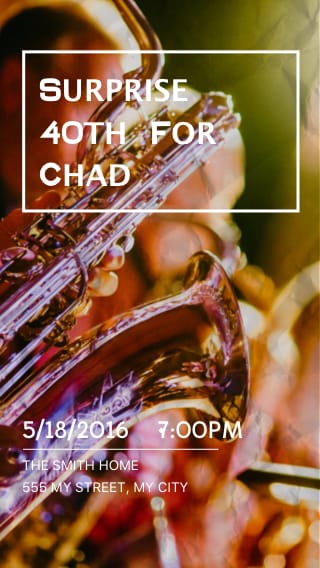 Text Message Invite Designs for Live Music 40th Birthday Party