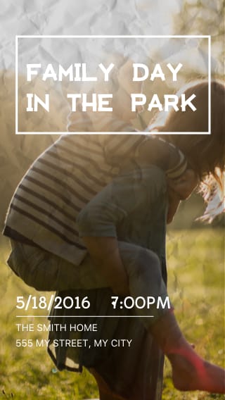 Text Message Invite Designs for Family Day in the Park