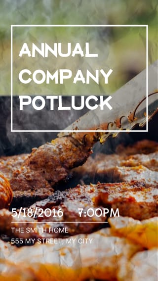 Text Message Invite Designs for Annual Company Potluck