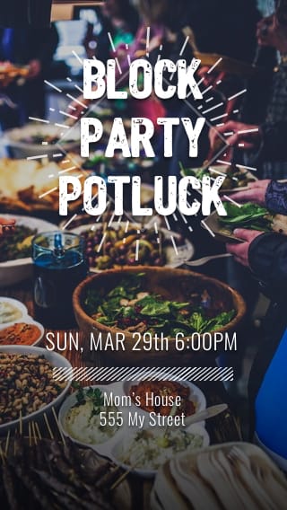 Text Message Invite Designs for Block Party Potluck