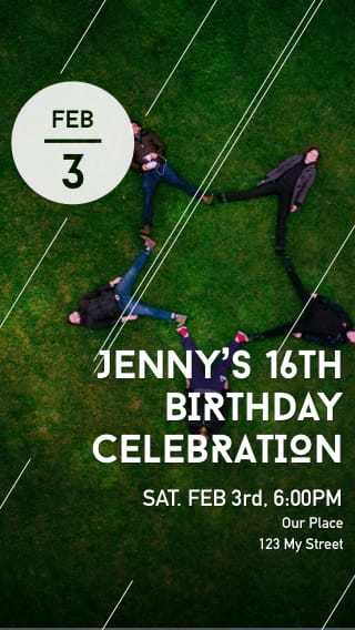 Text Message Invite Designs for 16th Birthday Celebration
