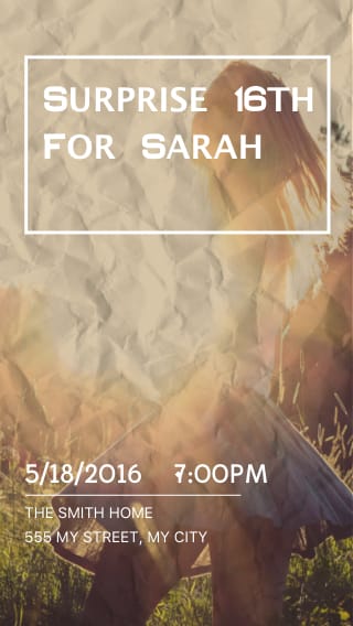 Text Message Invite Designs for Surprise 16th Birthday Party